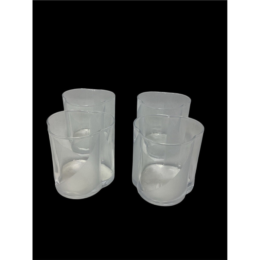 Carlo Moretti MCM Rounded Triangular Rocks Glasses Frosted Set Of (4)